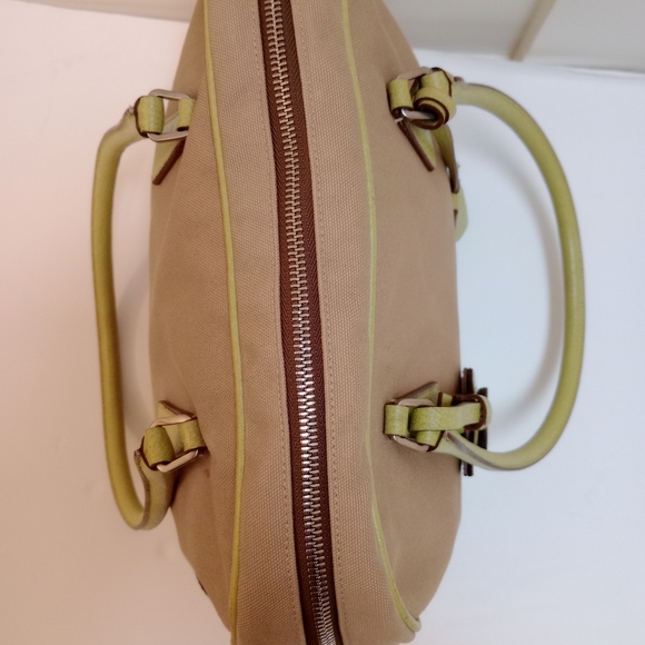 PRADA Tote Bag Shoulder Bowling Beige × Yellow Canvas Leather - Picture 11 of 17